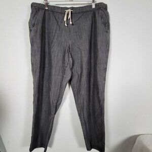 Eileen Fisher Womens Grey Straight Leg Drawstring Pants XL Organic Cotton Blend
